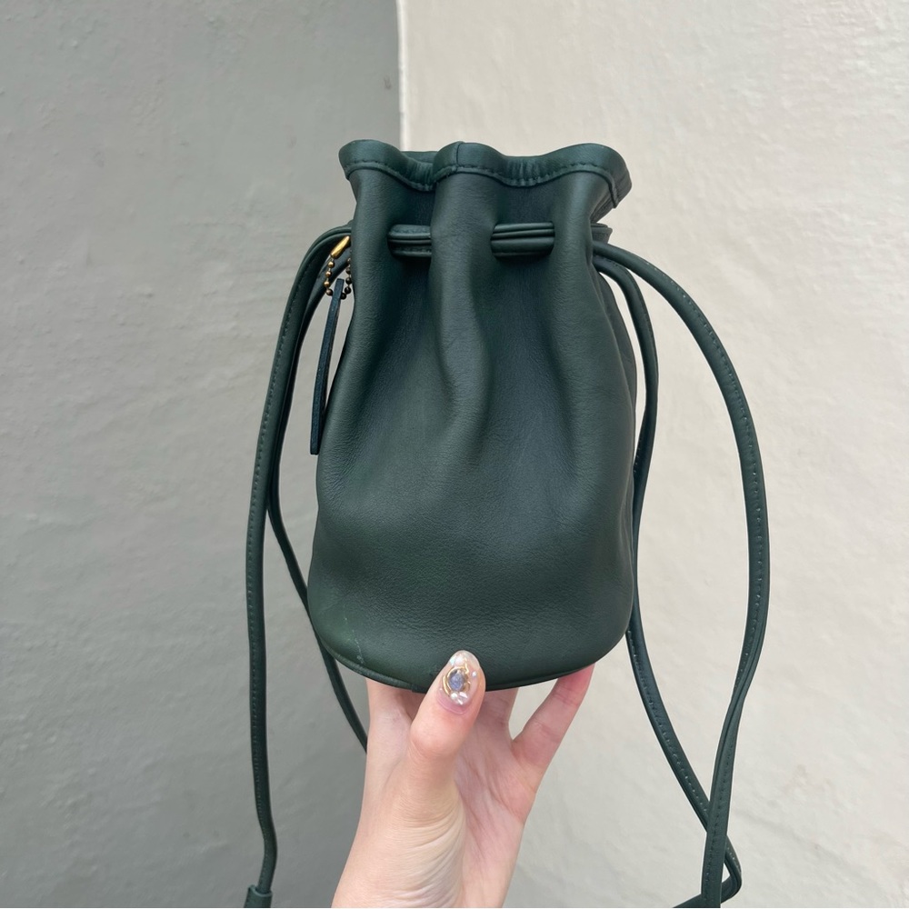 🌱Vintage Coach Littleton 4144 Bottle Green Drawstring Shoulder Bag Leather RARE